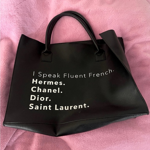 LATC Los Angeles trading co. large tote bag black vegan leather - Picture 1 of 4
